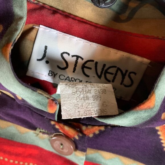 VTG J. Stevens by Carol Escritor Women's Aztec Print‎ Button Front Shirt Dress 6 - Picture 5 of 14